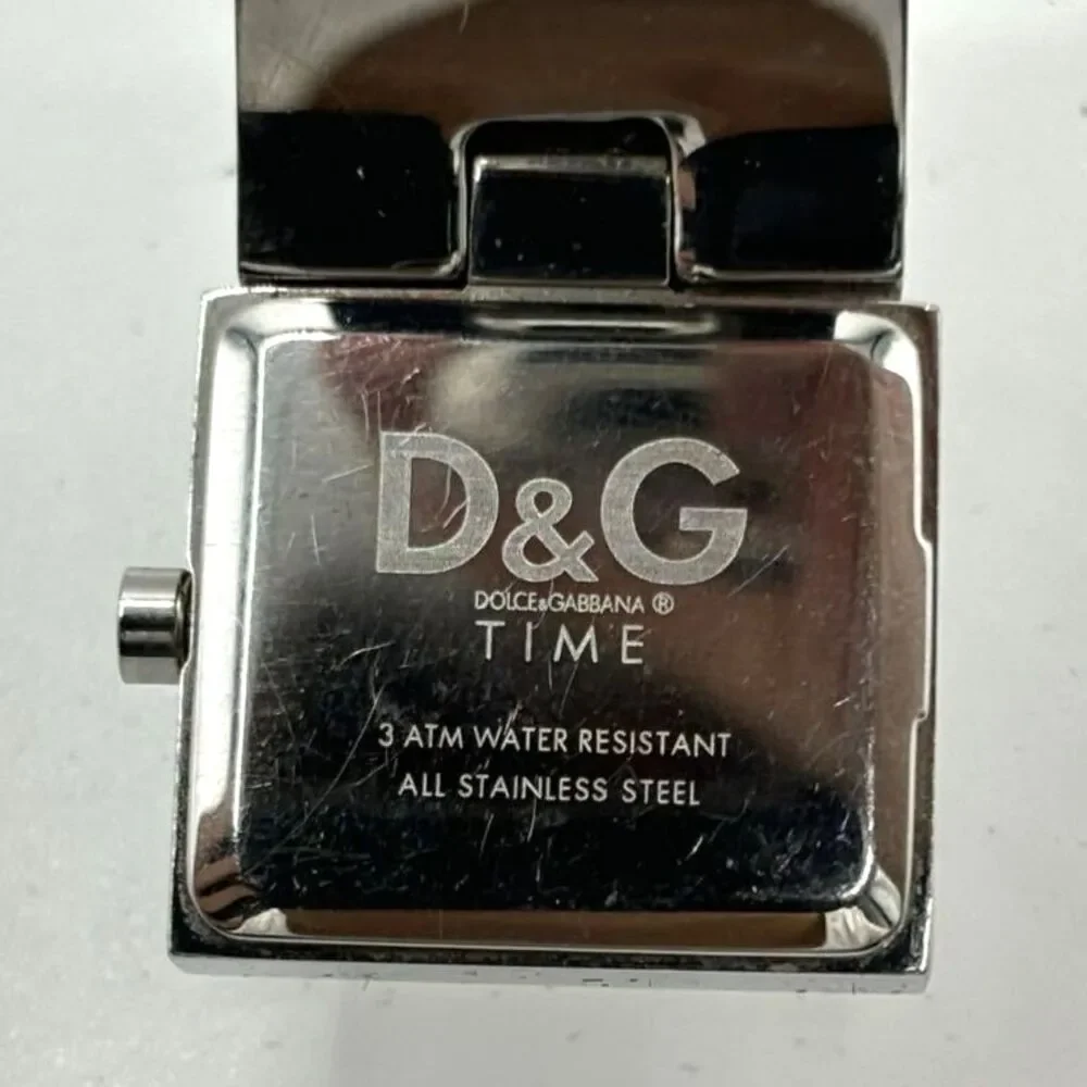 Dolce & Gabbana (Authentic) Silver Stainless Steel Square Dial Cuff Wristwatch - Picture 4 of 8